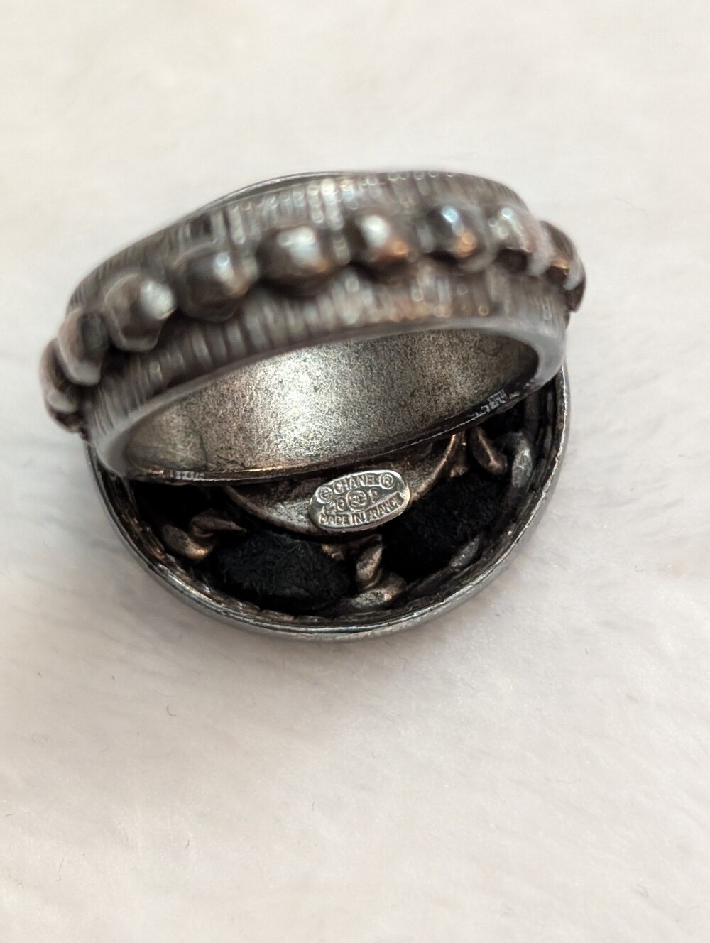Vintage CHANEL cc stamped ruthenium Ring size US 6.5 with COA - Picture 6 of 9